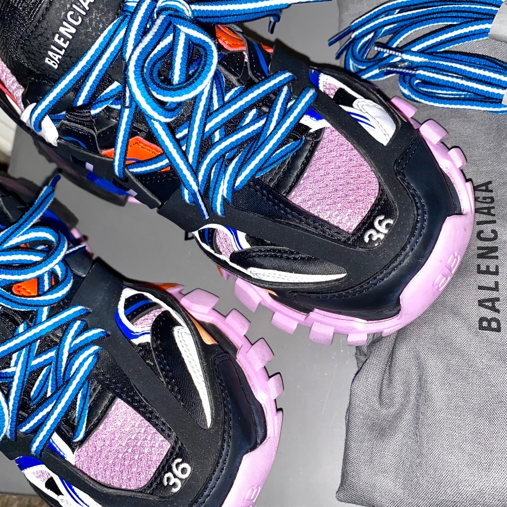 Balenciaga Multicolor Sneakers with Blue Laces
